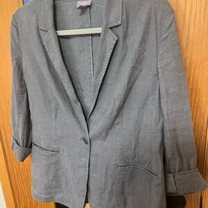 J. Jill Gray Linen-Blend Blazer with Notch Lapel